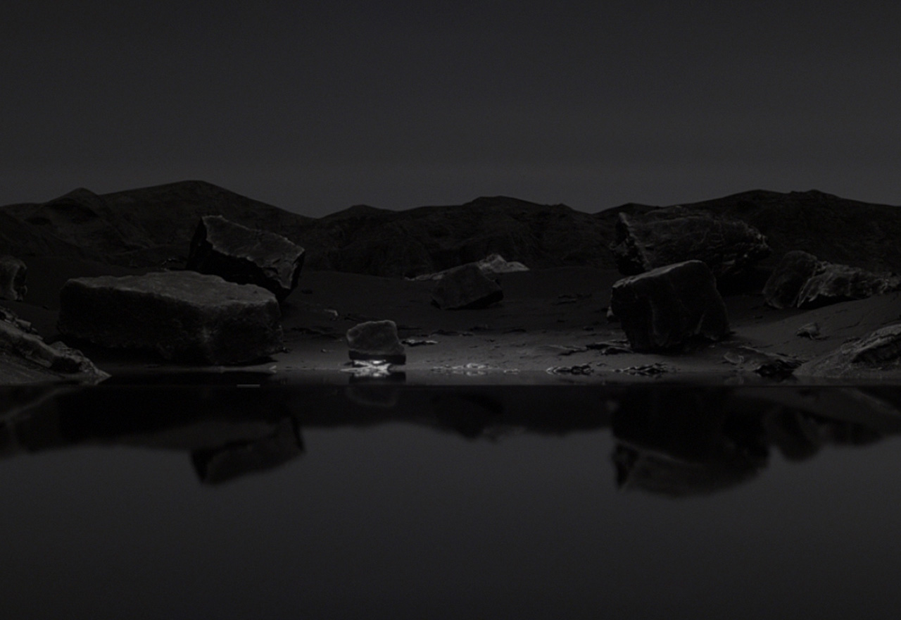 갤럭시 에스이십사 시리즈의 블랙을 은유하는 이미지로, 까만 암석으로 이뤄진 땅이다.