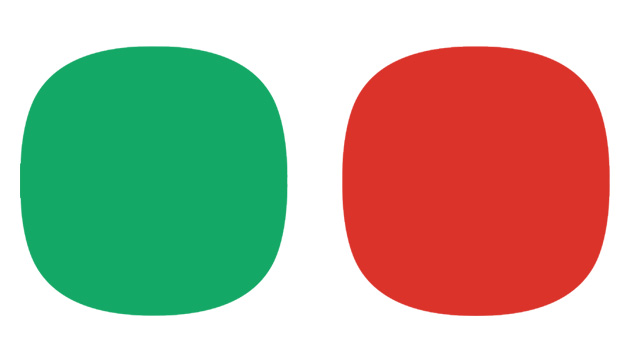 초록색 둥근 사각형과 빨강색 둥근 사각형이 나란히 배치된 이미지 입니다.