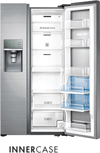 Inner case 냉장고가 INNERcase가 보이도록 열려있습니다.